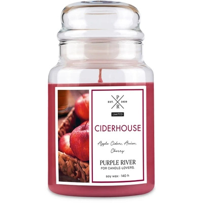 Soy scented candle in glass Purple River 623 g - Ciderhouse