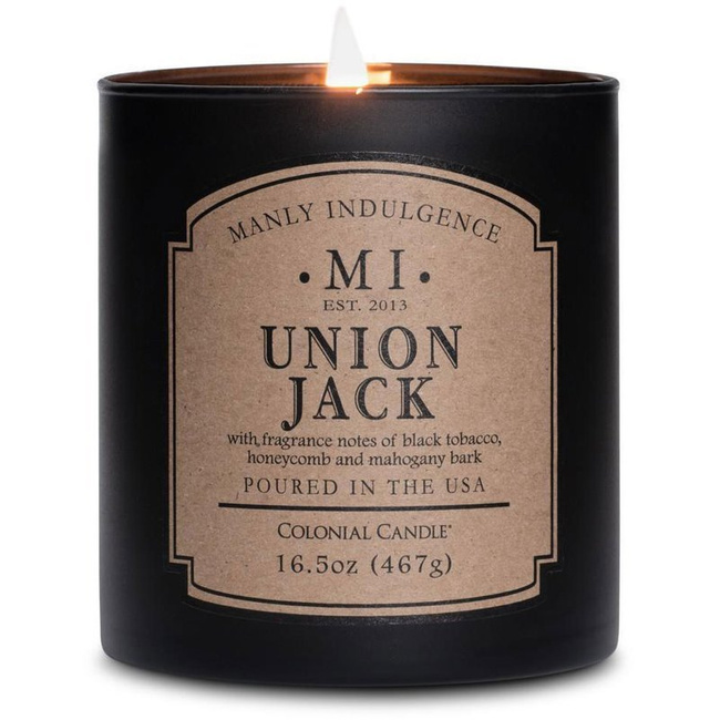 Bougie parfumée au soja pour homme Colonial Candle noir - Union Jack