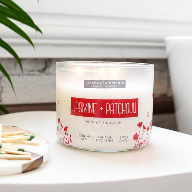 Doftljus soja med eteriska oljor Candle-lite Essential Elements 418 g - Jasmine Patchouli