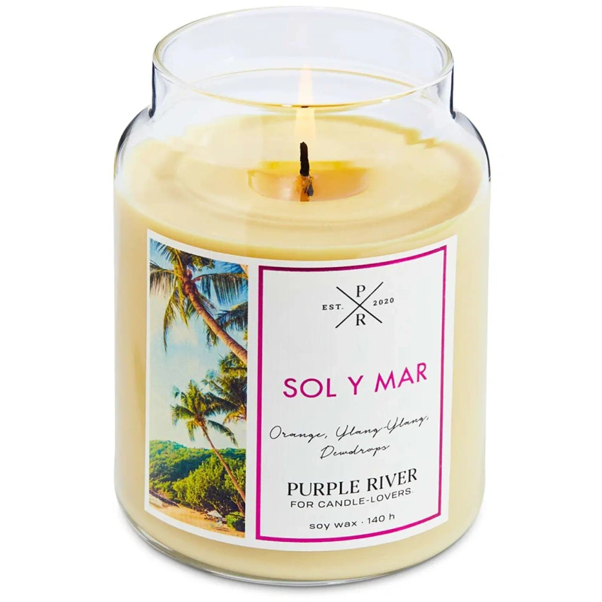 Candela di soia profumata in vetro Purple River 623 g - Sol y Mar