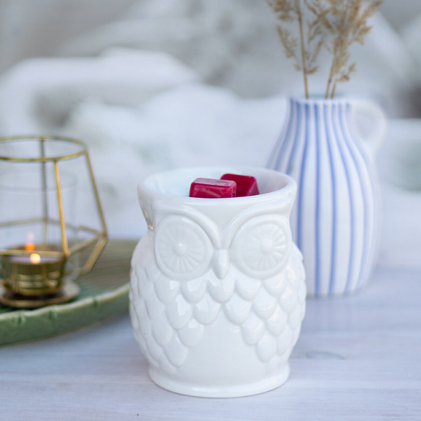 Quemador de cera Owl Blanco cerámico búho