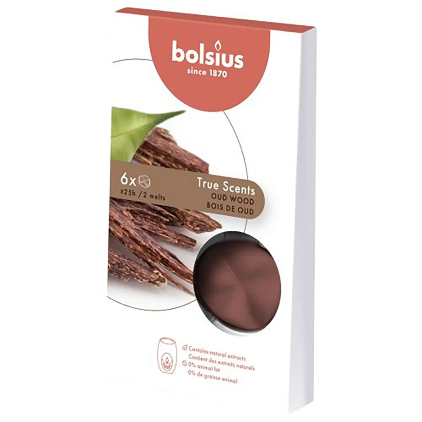 Bolsius True Scents cire parfumée 6 pcs - Bois de Oud