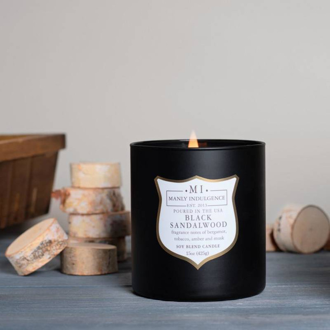 Colonial Candle wooden wick soy scented candle navy 15 oz 425 g - Black Sandalwood