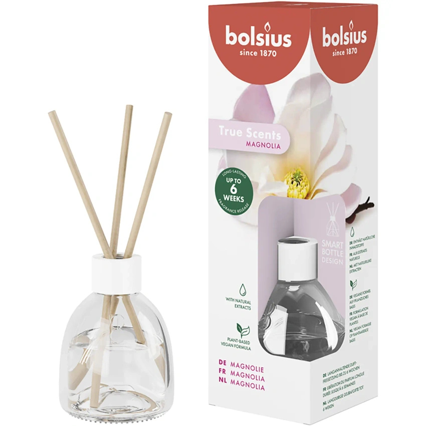 Bolsius diffuseur de parfum en bâtonnets 60 ml True Scents verre - Magnolia
