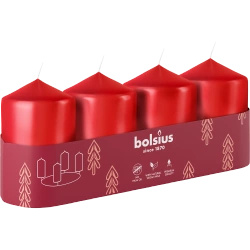 Bolsius stompkaarsen 4 st 60/40 mm - Rood
