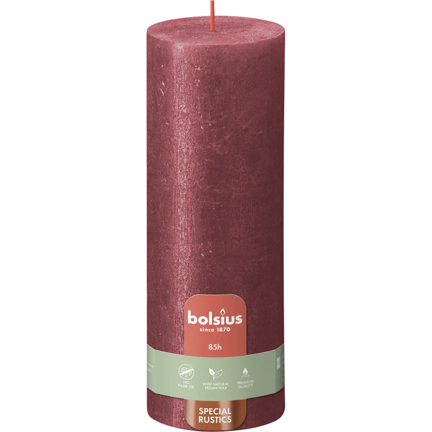 Bolsius Rustic Metallic trunk candle 190/68 mm - Red