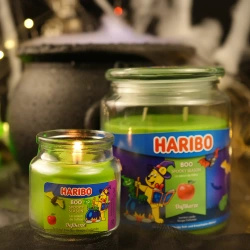 Haribo piccola candela profumata in vetro 85 g - Boo Halloween