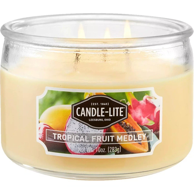 Świeca zapachowa naturalna 3 knoty Tropical Fruit Medley Candle-lite