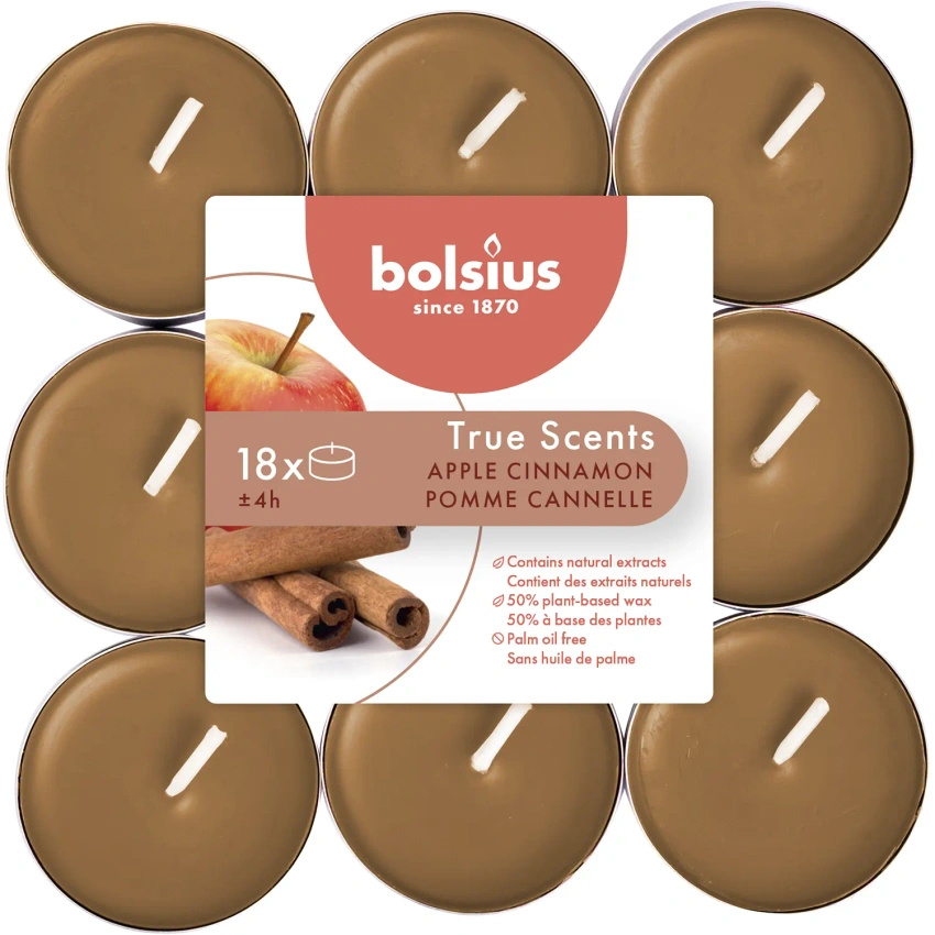 Bolsius True Scents geurende theelichtjes 18 stuks - Apple & Cinnamon