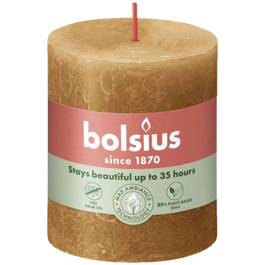 Bolsius Rustic stompkaars 80/68 mm - Kruidig Bruin