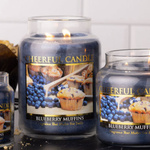 Cheerful Candle vela perfumada grande en tarro de cristal 2 mechas 24 oz 680 g - Blueberry Muffins