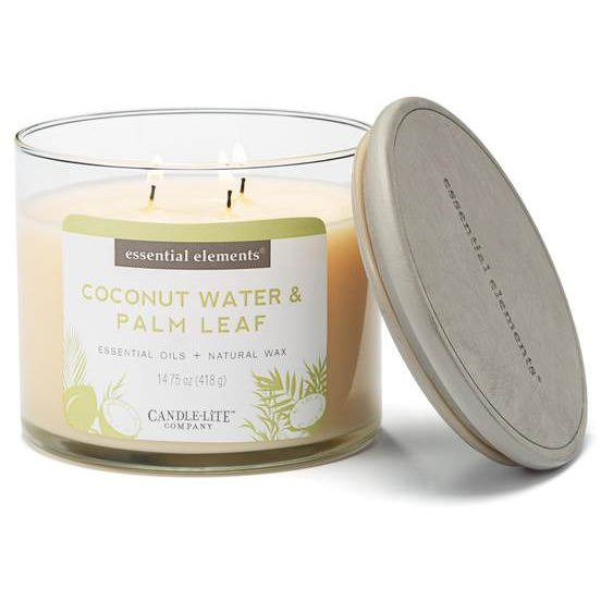 Natural scented candle with essential oils Candle-lite Essential Elements - Coconut Water Palm Leaf