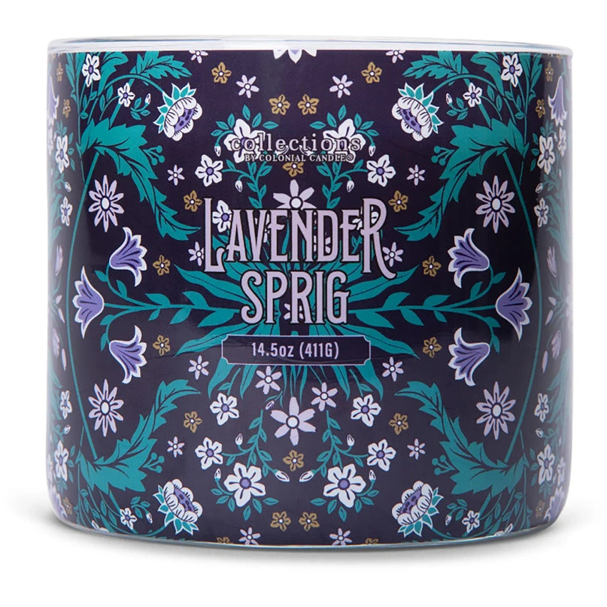 Colonial Candle Deco Collection sojowa świeca zapachowa w szkle 3 knoty 14.5 oz 411 g - Lavender Sprig