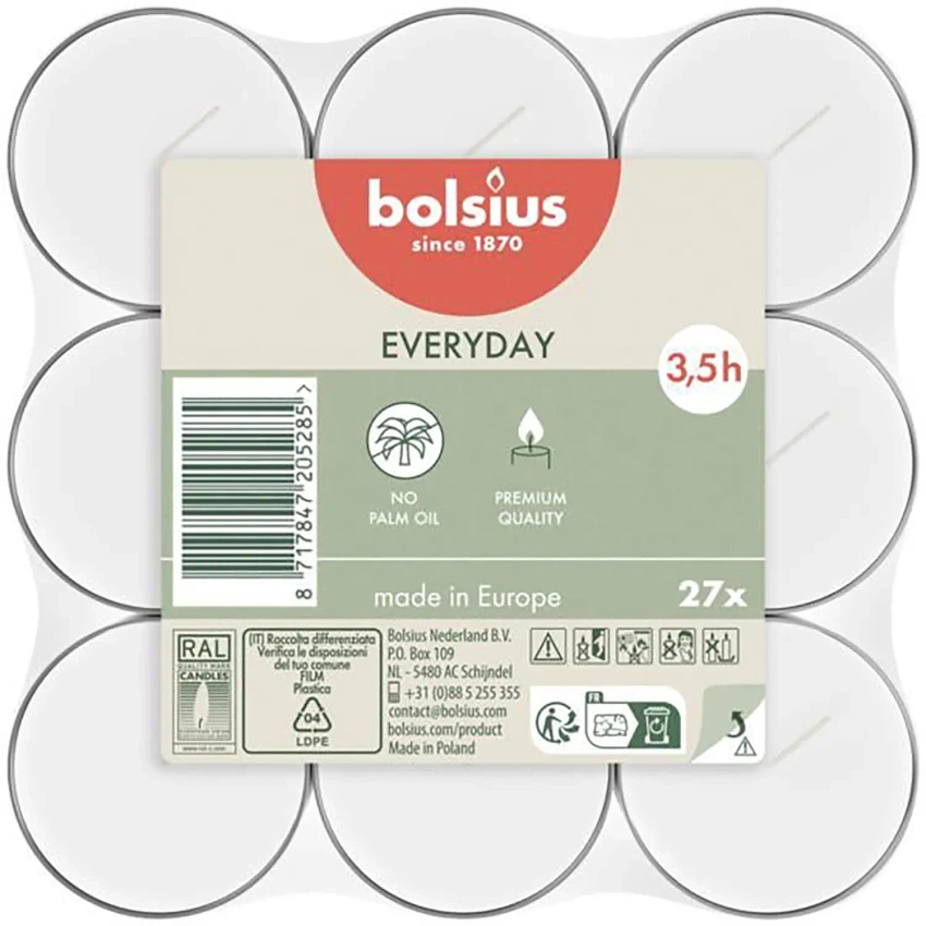 Bolsius candelitas 27 piezas ~3,5h