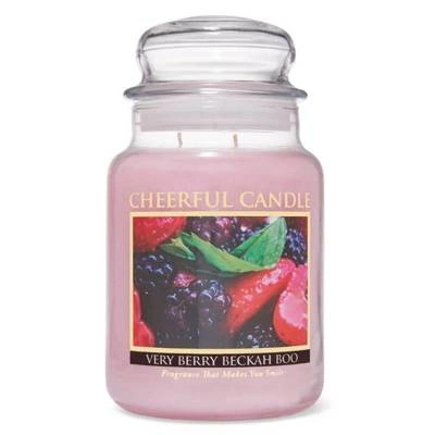 Cheerful Candle didelė kvapni žvakė stikliniame indelyje 2 dagčiai 24 uncijos 680 g - Very Berry Beckah Boo