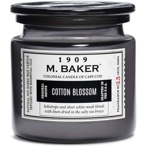 Colonial Candle M. Baker large soy scented candle apothecary jar 14 oz 396 g - Cotton Blossom